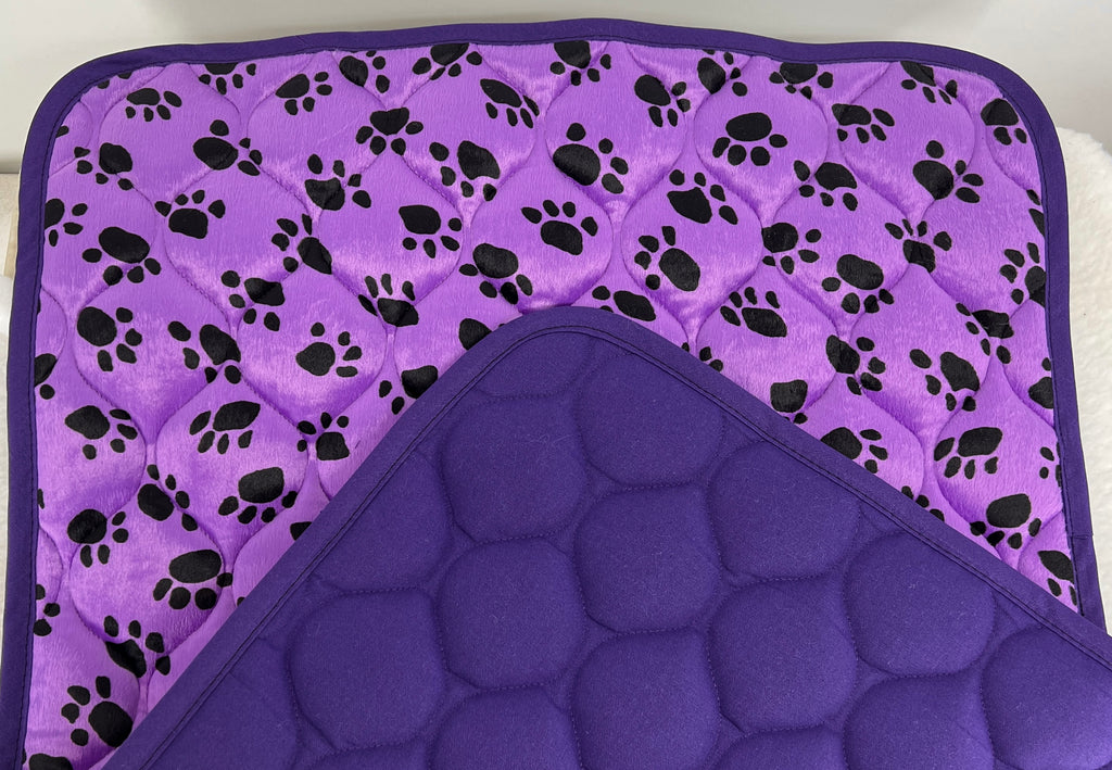 Purple Paw Print Velour Tuff Pad - FMS Dog Beds